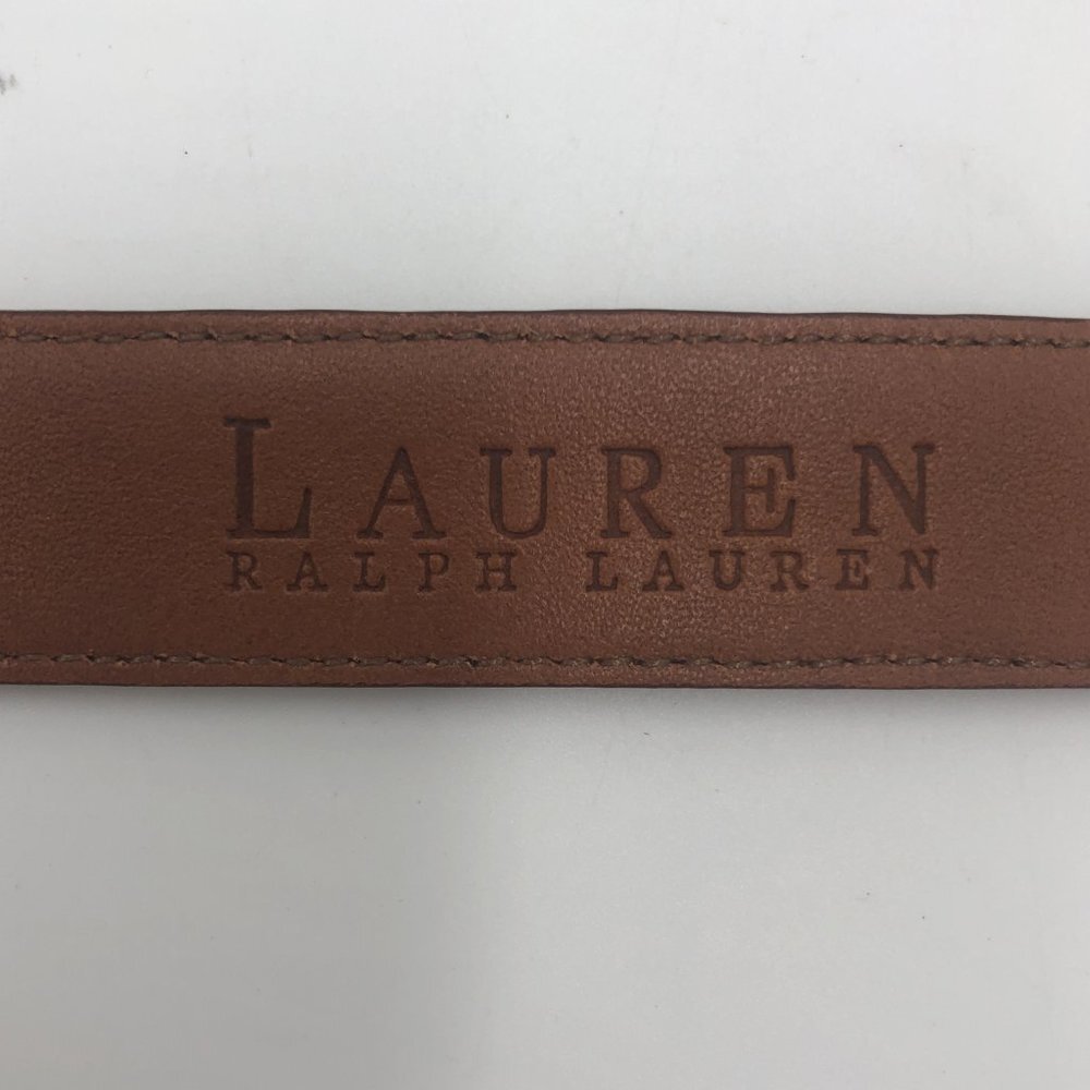 LAUREN Ralph Lauren Cognac Brown Croc-Embossed Leather Belt with Silver Buckle S - Picture 5 of 8
